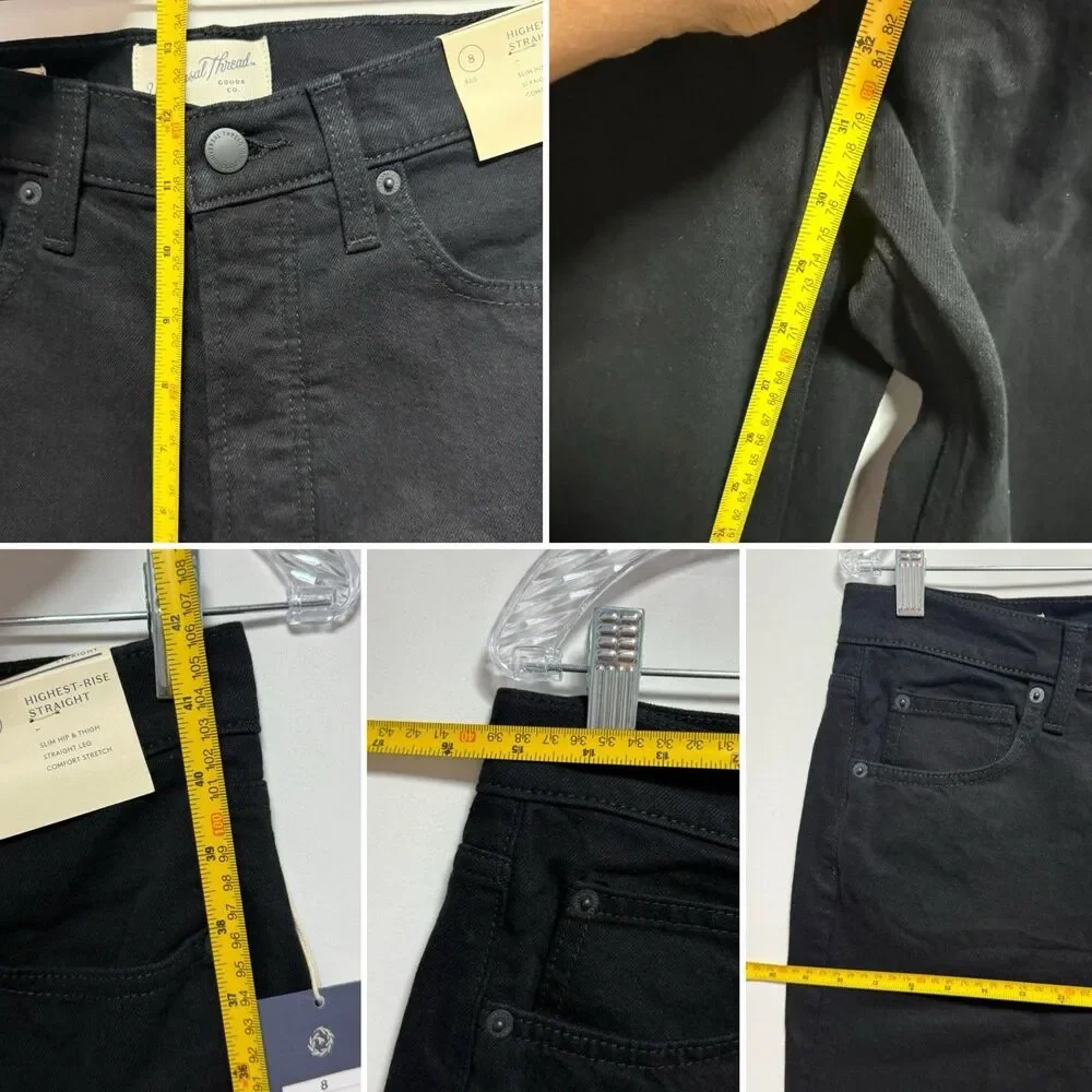 Women's Highest-Rise Straight Jeans Universal Thread Black Size 8 Denim NWT - Picture 10 of 16